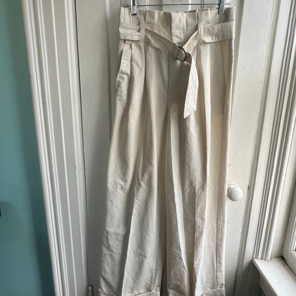 Banana Republic Wide-Leg Paperbag Pant Long Cream - Picture 2 of 8